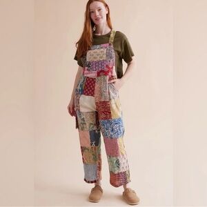 Earthbound Patchwork Overalls XL NWT Boho Wide Leg Sold Out
